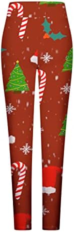 Ružne božićne gamaše za žene slatki snjegović Print Holiday Party gamars hlače visoke struk zimske termalne