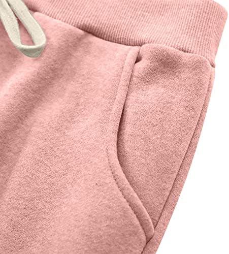 Ležerne dukseve za žene čvrste tople šerpe obložene hlače srca Ispis labavih fit joggers fleece pidžamas