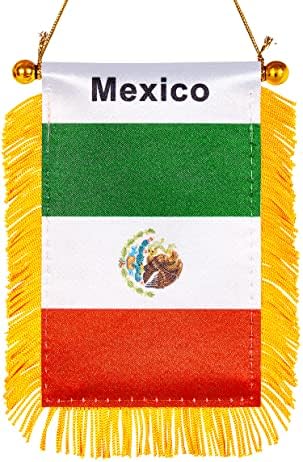 Wxtwk 3 x 5 inčni meksički zastava Meksički prozor za zastavu Mali mini auto zastava baneri redovi zrcalni