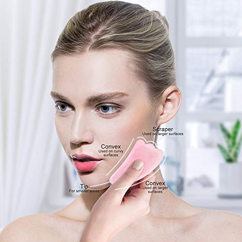 Gua Shaping alat za masažu za lice, ružičasti guasha žade kamen za masažu lica, prirodni kamen ruža za kože