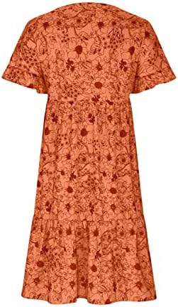 Ženska 2023 ljetne haljine Boemska cvjetna ljuljačka midi haljina s gumbom s kratkim rukavima ruffle sloj