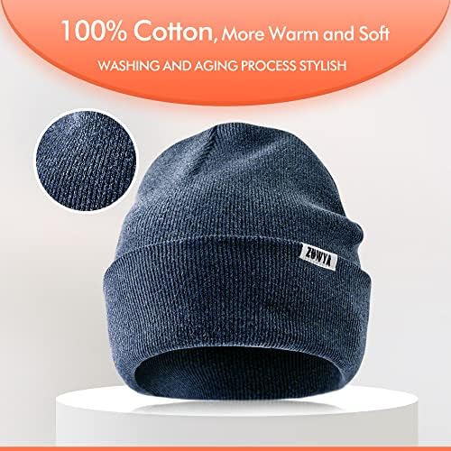 Zowya opranu pamučna pletena pamučna ili čvrsta manžetna pletena šešir topla uloge lukava kapa zima pokreće