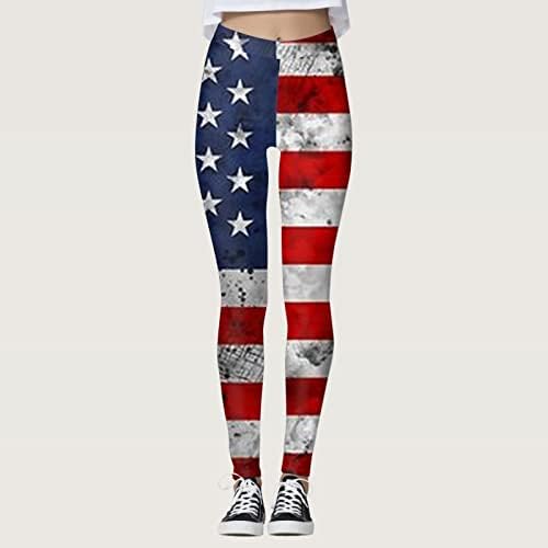 Američka zastava Patriotske stope ženske visokog struka Patriotske zvijezde Stripes Hlače vježbanje vježbajte