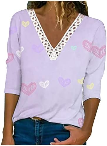 2023 vrhovi za Dan zaljubljenih za žene heklane čipkaste Trim v majice za vrat elegantne Casual cvjetne
