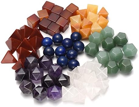 TOP PLAZA 7 CHAKRA CELEING CRYSTALS Kit Sacred Geometry Platonic Crystals Reiki Tumply Stones postavio je