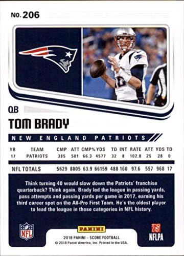 2018 SCORECARD 206 Tom Brady NM-MT NFL Fudbal