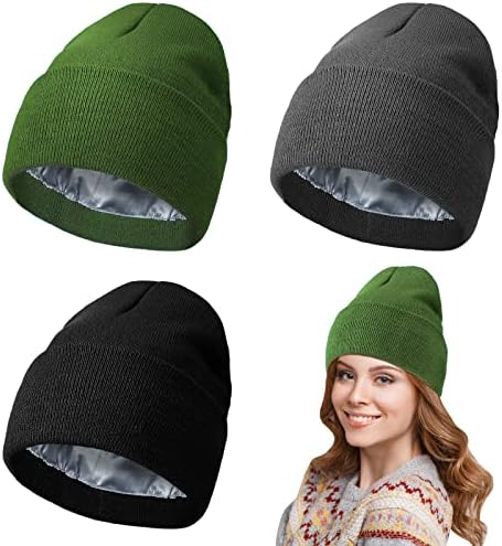 3 komada satenske obloge Beanie svilene obloge kape pletenog mekanog zimskog šešira za žene toplo satenske