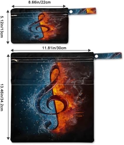 Glazbene note Vatrogasna ledena glazba mokra suha torba 2 pakovanje sa patentnim zatvaračem, tkanina od