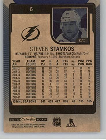 2021-22 O-pee-chee plava granica 6 Steven Stamkos Tampa Bay Lightning NHL hokejaška trgovačka kartica