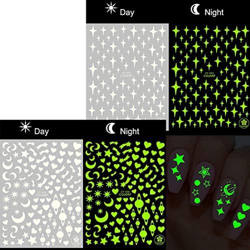 6 listova naljepnice za umjetnost noktiju svjetleći pribor za umjetnost noktiju 3D samoljepljive naljepnice