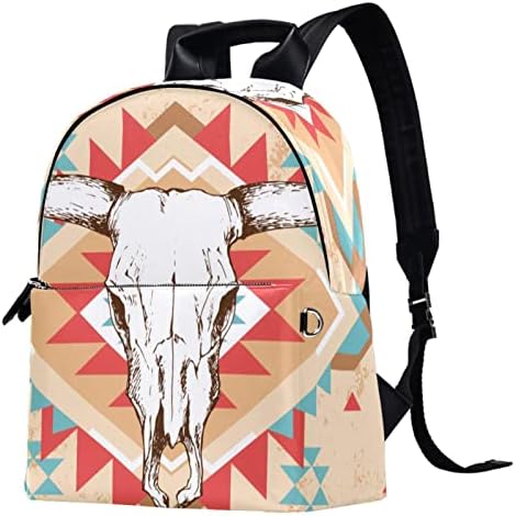 VBFOFBV ruksak za ženske pantalonske bakfa za laptop, putni casual torba, etnički plemenski lubanje bika