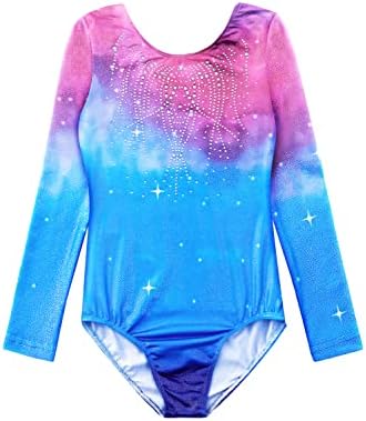EQSJIU gimnastički triko za djevojčice djecu svjetlucave boje Dugina galaksija Aurora šareni leptir cvijet