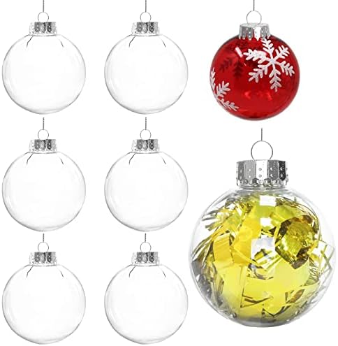 12 pakovanje prozirnih plastičnih božićnih ukrasa kugle,2.36 inčni Ornamentni diskovi,okrugli prozirni plastični
