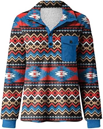 WenKomg1 MENS AZTEC Pulover, nejasan regularni mot džemper etnički dugi rukav lepršav dugim ovratnik odjećom