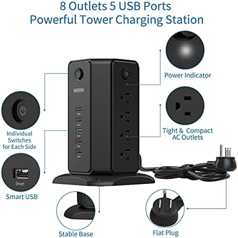Ntonpower Desktop Power Strip paket, 3 utičnice 3 USB prenosivi kabl za napajanje sa 15 inčnim kratkim kablom