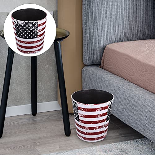 YARNOW Vintage američka zastava spavaća soba korpa za otpad PU kožno smeće kanta za smeće američka zastava dekorativna kanta za smeće pu kožna kanta za smeće kanta za otpad američka zastava kanta za otpad velika američka zastava
