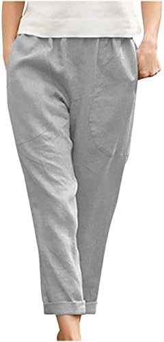 Ženske ravnotežne pantalone na ravnom nogu Ležerne prilike čvrste kapri hlače Lagana obrezana Capris Workout