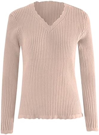 Fragarn seksi džemper za žene, dame modni džemper čvrsta boja V-izrez čipka slim fit pletena košulja za