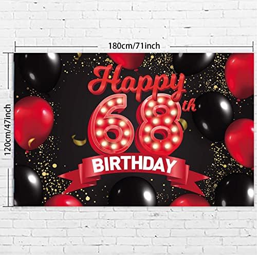 Sretan 68. rođendan crvene i Crne Banner Backdrop dekoracije baloni tema dekor za djevojčice žene princeza