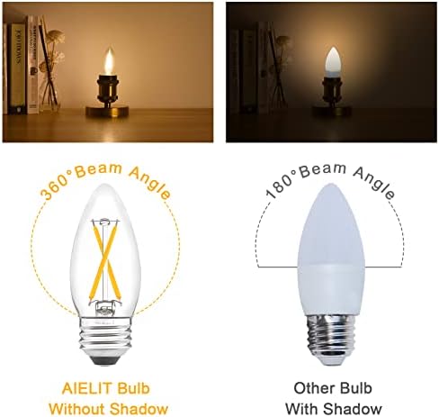AIELIT zatamnjiva LED sijalica za sveće, Vintage 2W B11 E26 LED sijalice sa Kandelabrom 25 W ekvivalentno
