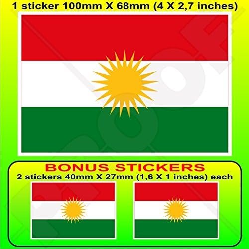 Zastava, Kurd Alaya Rengîn Kurdski 4 Vinil naljepnica, dekal x1 + 2 bonus.