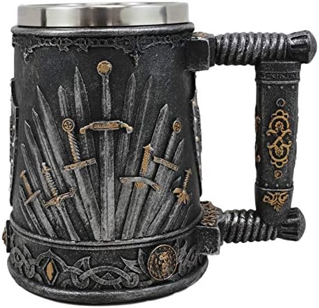 EBROS poklon veliki srednjovjekovni zmajski željezni prijestolje mačeva i heraldijskih štrika za kafu 14oz