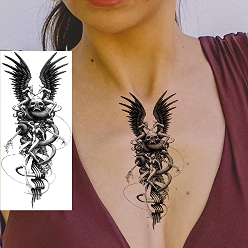 Briyhose 10 Listova Cvijet Lobanje Realistične Privremene Tetovaže Za Žene Ruka, Seksi Velika Ruža Lobanja