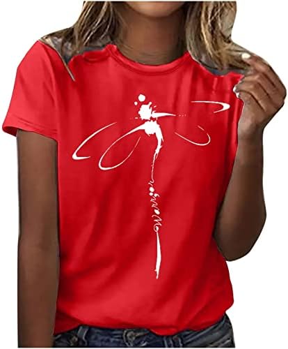 Ženske slatke grafičke majice za grafike Ležerne ljeto Smiješne Dragonfly tiskane kratkih rukava s kratkim