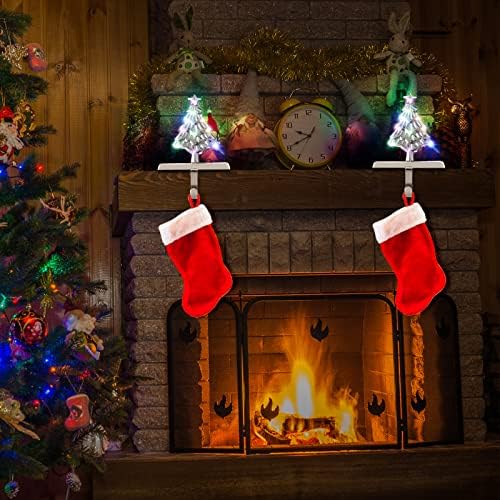 Ioruda Božićne stabla Držači za mantl sa LED svjetlima - Božićna vješalica za kamin za kamin, Xmas Dekoracije