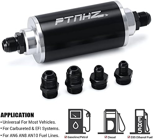 PTNHZ Universal 30 Micron Inline Filter goriva W / 6an 8an 10an adapterski adapter i filter za gorivo Montažni