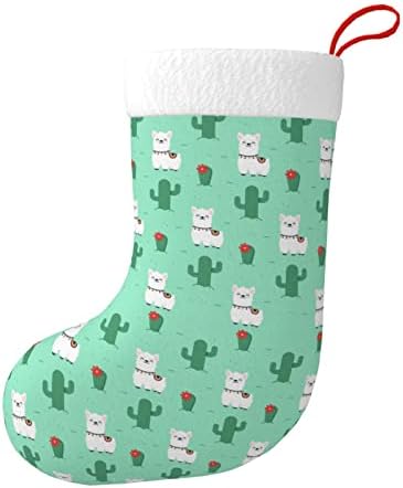 Austenstern Božićne čarape Llama Camel Green Cactus PNG Dvostrano kamin Viseće čarape