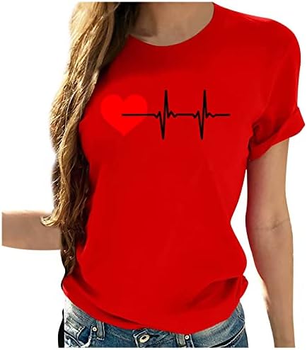 Majica Teen Girls Jesen Summer kratki rukav 2023 Odjeća Trendi pamučna srčana grafička bluza za žene 9h