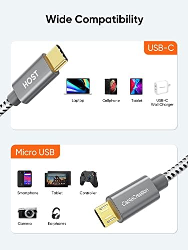 Kablekreacija kratki Micro USB na USB C kabl 0.65 FT USB C na Micro USB OTG 480mbps Tip C na Micro USB kabl,