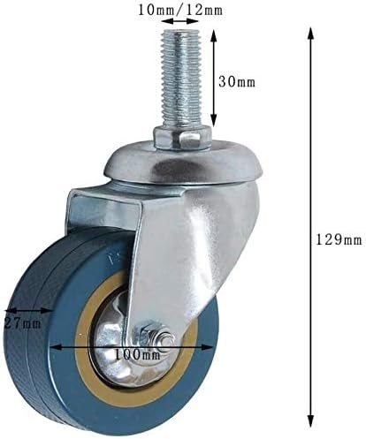 GMLSD točkovi kotača 4in PVC kočnice Swived kotača kotača 10mm / 12 mm Nošenje Indilijera / A / 10mm