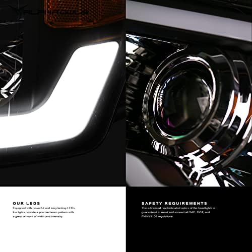 Alpha sove 8711439 projektor farovi sa Switchback sekvencijalni LED Bar & Startup svjetlo-Crna Amber odgovara 2002-2005 Dodge Ram 1500/2003-2005 2500 3500