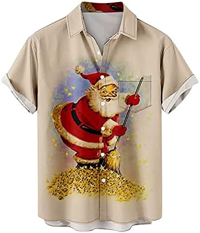Wybaxz 2022 Božićne muške 3D digitalni ispis džep kopča reverl majica kratkih rukava majica