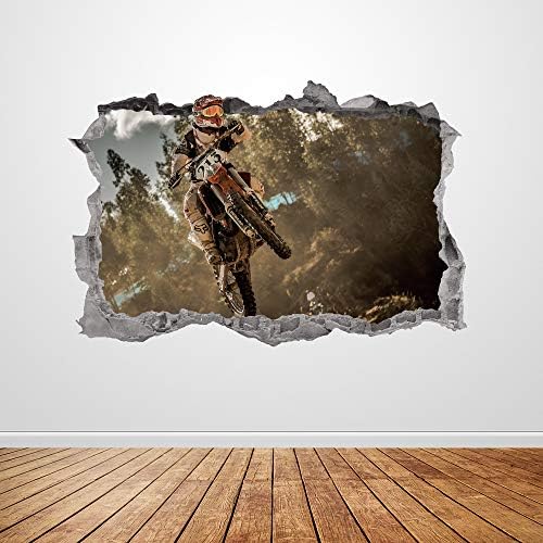 Zidni naljepnica za motocikl razbijena 3D grafički motocross zidna naljepnica Art Mural Poster Dječje sobe