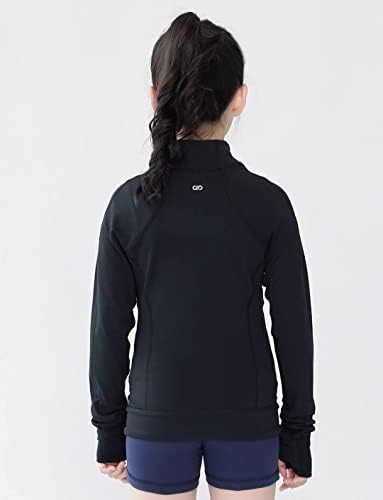 Jutro8kids Girls Cardio Jacket Yoga Jakna Slika klizaljka Potpuna zip Slim Fit sa brušenim tkaninom Dizajnirane