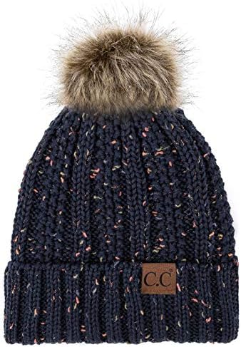 C.C Exclusivi Fuzzy obložen pleteni krzno pom Beanie Hat