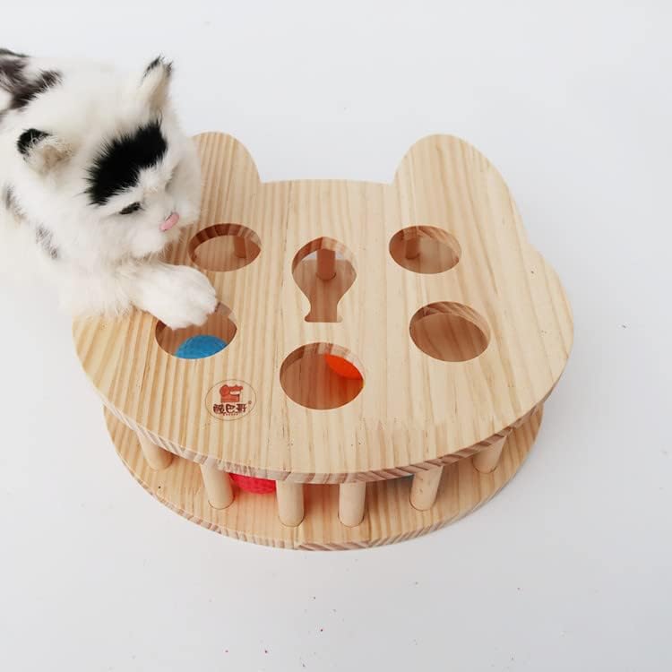 Litewoo Cat Grooming Drveni češalj i mačka interaktivna kugla Drvena kutija C