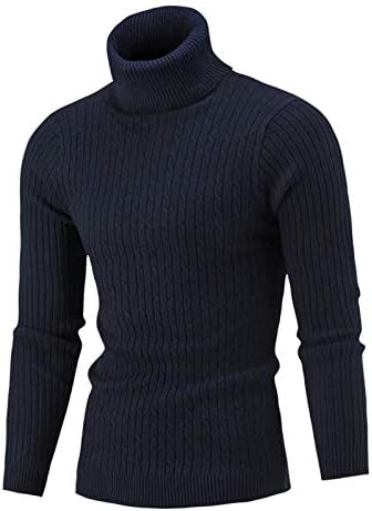 XXBR Chunky pleteni džemper za pulover za muške, zimske dugih rukava sa visokim rukavima Casual dno toplo