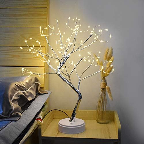 GUOCHENG Zvjezdana bakrena lampa za drvo LED baterija & amp; USB dekorativna noćna lampa za stol 23,62 inča