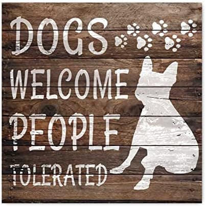Evans1nism psi su dobrodošli ljudi tolerirani drveni znakovi hovawart pse drveni plakes psa životinjska
