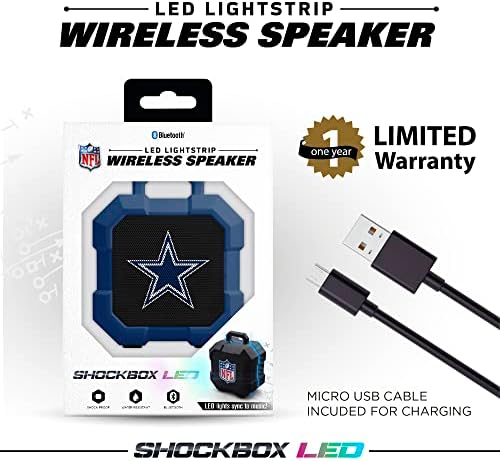 Soar NFL Shockbox LED bežični Bluetooth zvučnik - vodootporan IPX4, 5.0 Bluetooth sa preko 5 sati vremena za reprodukciju - mali prenosivi zvučnik - službeno licencirani NFL, savršen zvučnik za dom i vanjski zvučnik