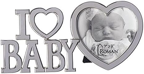 I srčani dizajn za bebe Polirani srebrni ton 7 x 7 FOTO okvir od legure cinka