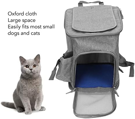 Cat ruksak, ekološki sklopivi ruksak za kućne ljubimce Oxford tkanina 2 otvora veliki prostor otporan na