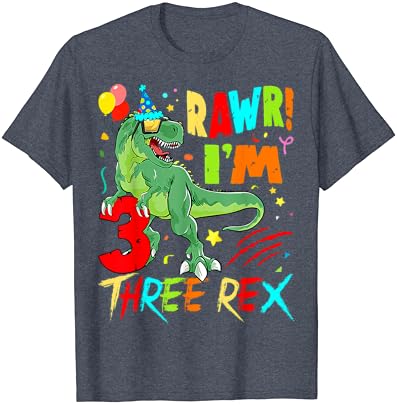 Djeca Tri Rex Rođendanska Zabava Odijelo Dinosaurusa 3 Godina Dječak T-Shirt