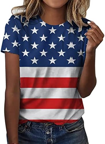4. srpnja Košulje Žene Američki zastava T majice Ljeto Ležerne prilike kratkih rukava Majica Majica Patriot