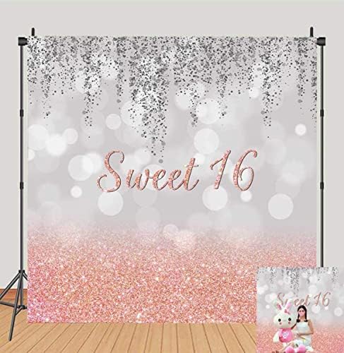Glitter Silver and Pink Bokeh Spot Sweet 16th Party pozadine Rose Gold djevojke 16th Rođendanska zabava