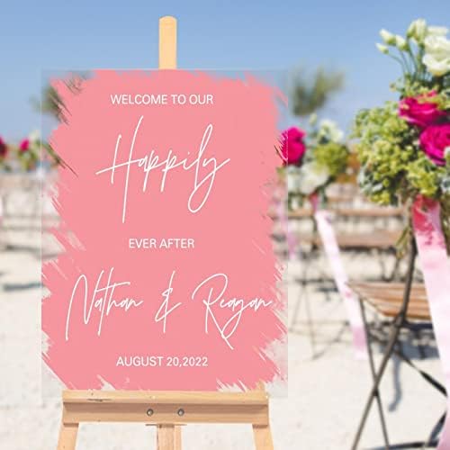 Vjenčanje Welcome Sign Mekani ružičasti prilagodljiv akrilni vjenčani znak luksuzno čist ceremonija ceremonije